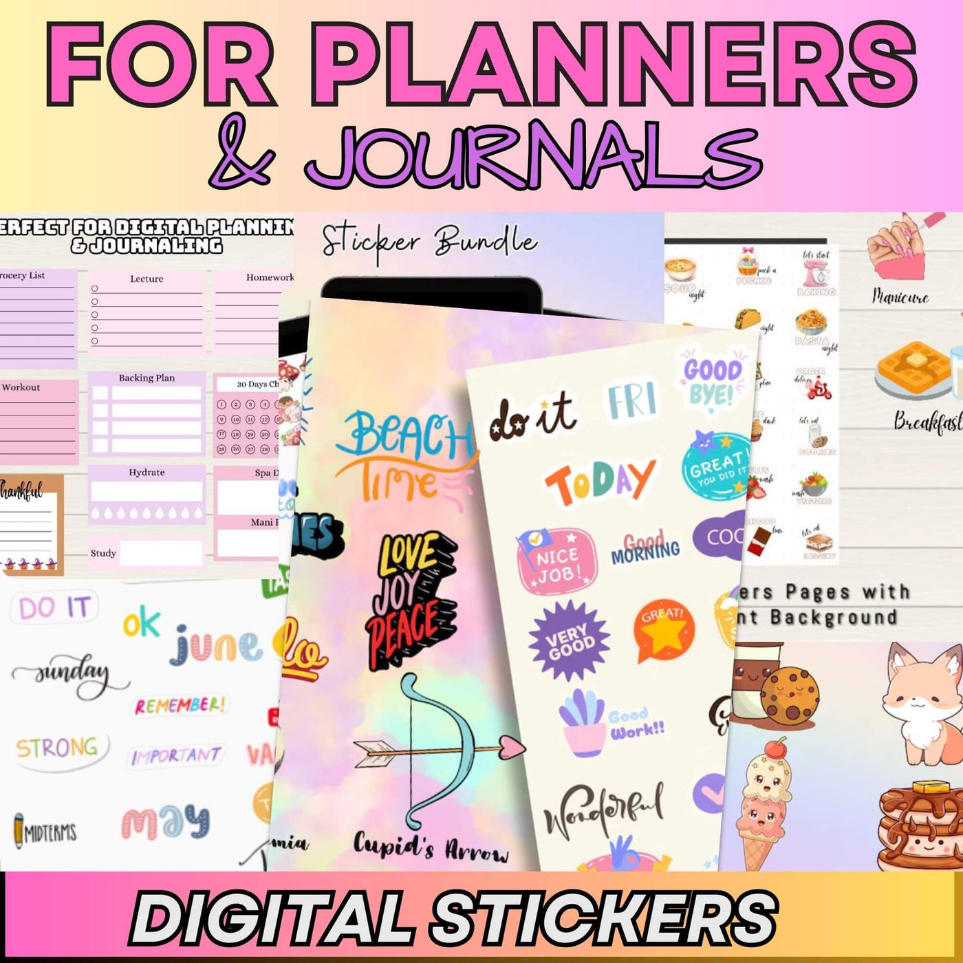 15,000 Pages Planners, Journals, Templates, & 8000 Digital Stickers with Resell Rights!